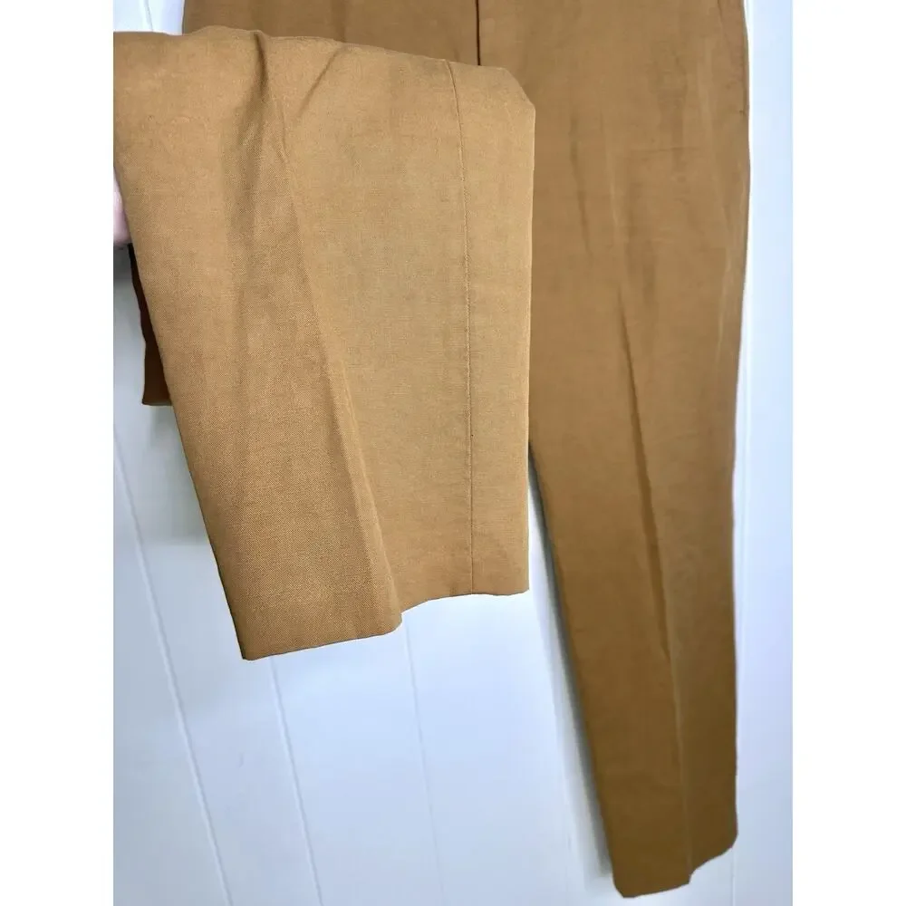 NWT J Crew Garment Dyed Cotton Linen Blend Chino suit PANT Mens 34x31 Carmel Tan